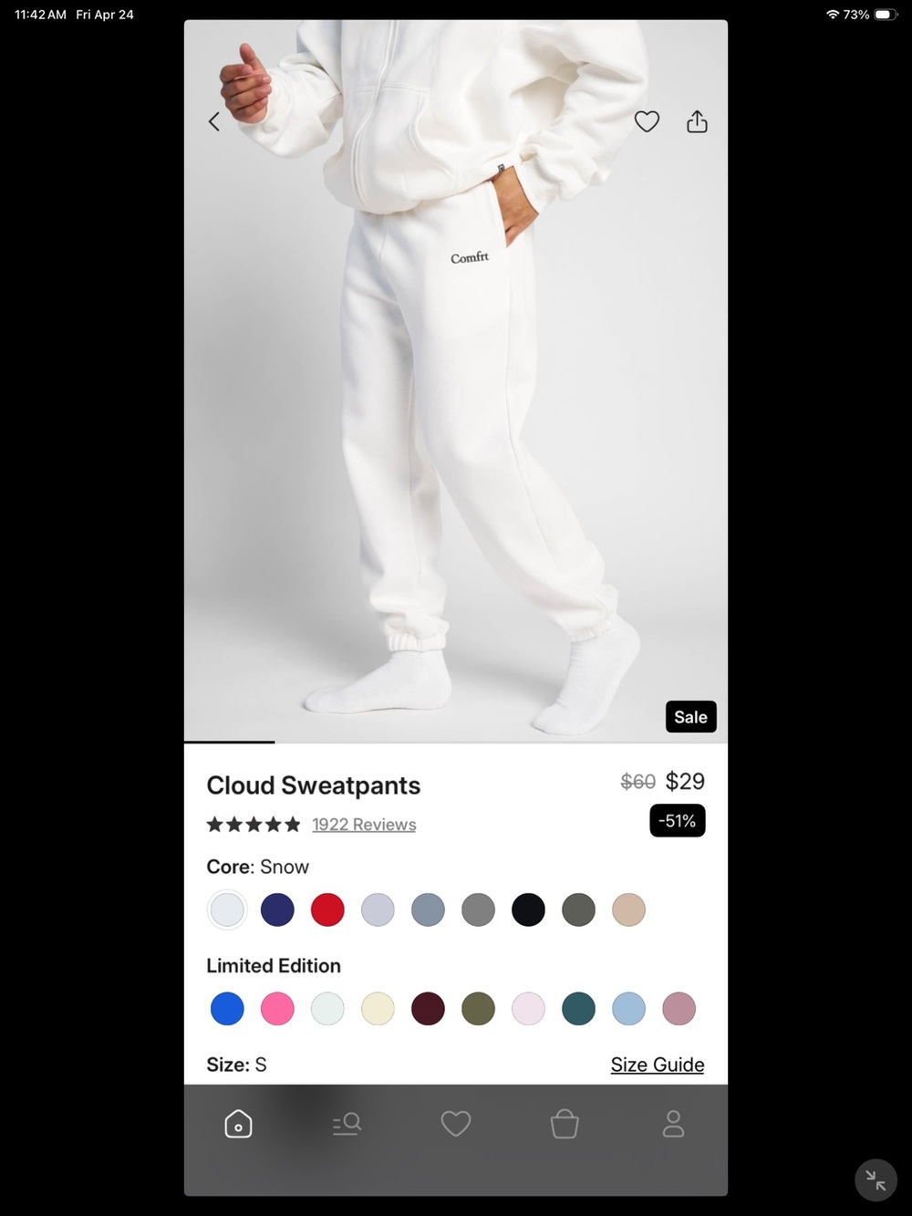Comfrt Cloud Sweatpants  - Snow small new